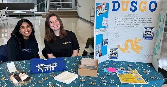 Students from the Dornsife Undergraduate Student Government Organization (DUSGO) came together for an overdose reversal training event and to share their mission with giveaways during the first day of National Public Health Week.